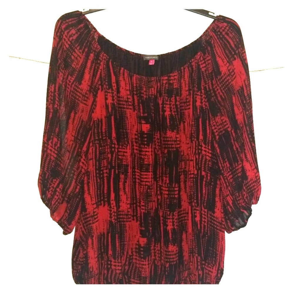 Vince camuto red and black blouse 3x